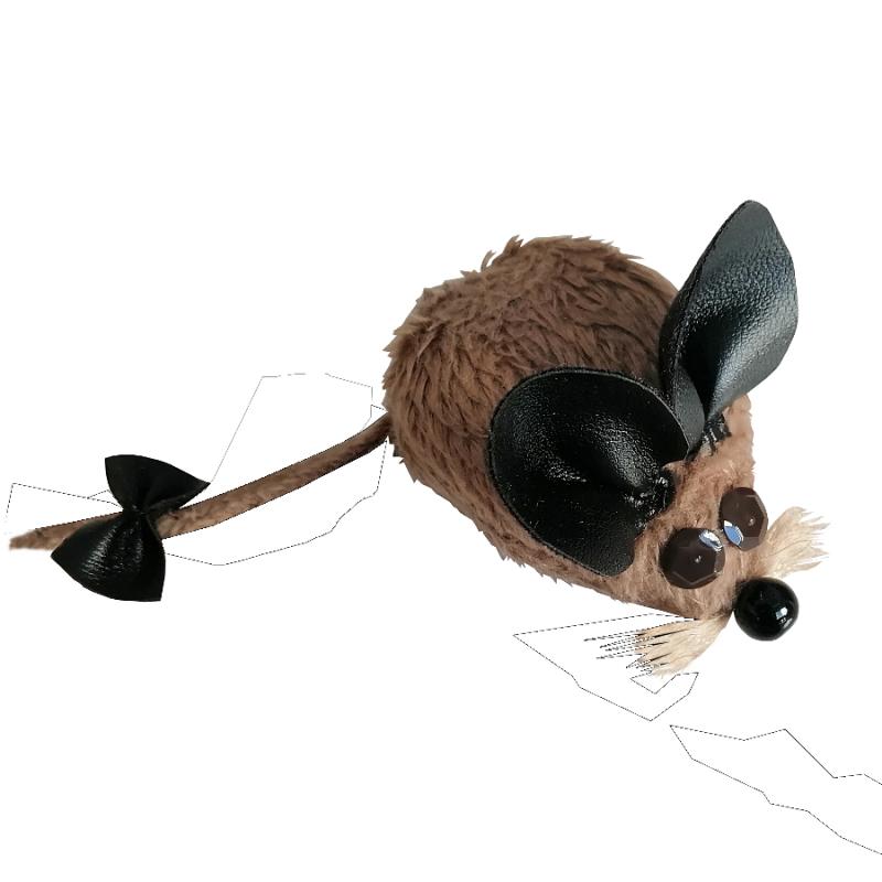 Markapet Kedi Oyuncağı Bıyıklı Peluş Fare 4,5 x 6-15 cm Taba