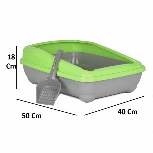 Kedi Tuvalet Kum Kabı 50/37/13.5 cm Açık Yeşil + Kürek Hediye