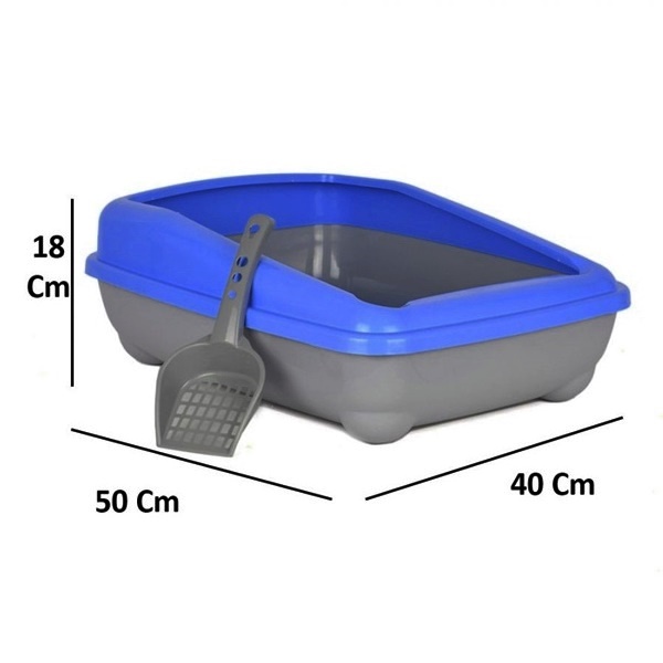 Kedi Tuvalet Kum Kabı 50/37/13.5 cm Koyu Mavi + Kürek Hediye