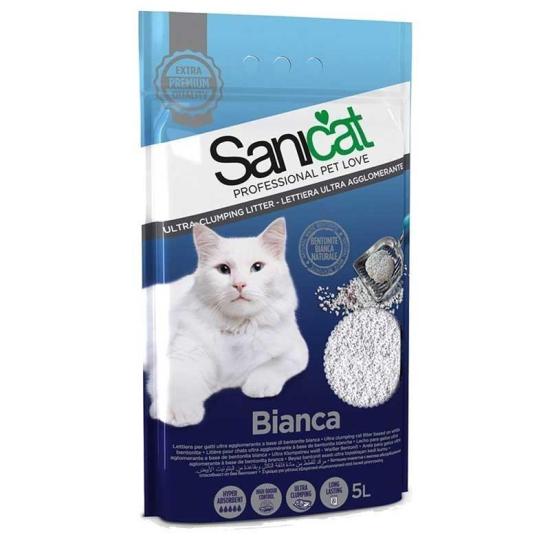 Sanicat Bianca Ultra Topaklaşan Doğal Kedi Kumu 5 Lt