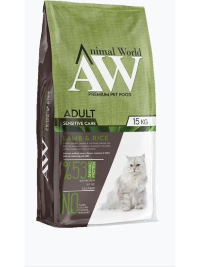 Animal World Kuzu Etli Pirinçli Yetişkin Kedi Maması 15 kg