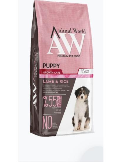 Animal World Kuzu Etli Pirinçli Yavru Köpek Maması 15 kg