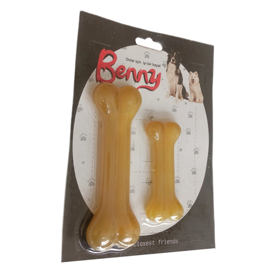 Benny Köpek Oyuncağı İkili Kemik 9 cm-14 cm Sarı