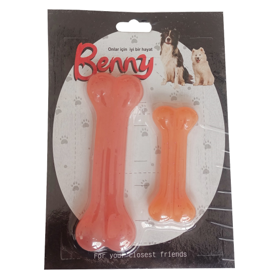 Benny Köpek Oyuncağı İkili Kemik 9 cm-14 cm Turuncu