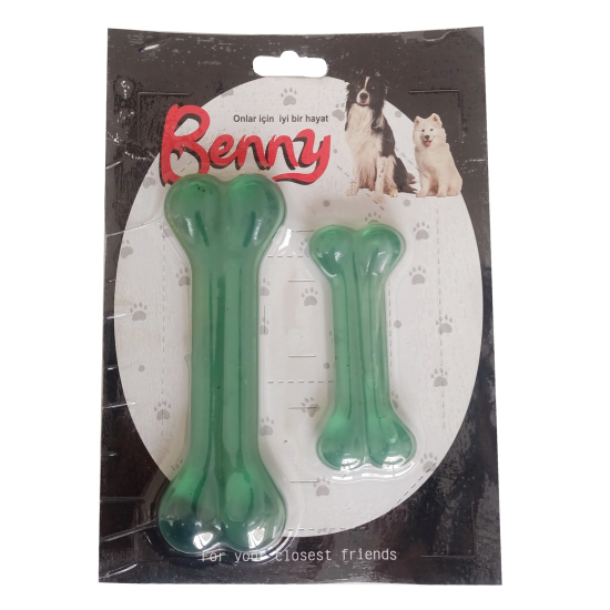 Benny Köpek Oyuncağı İkili Kemik 9 cm-14 cm Yeşil