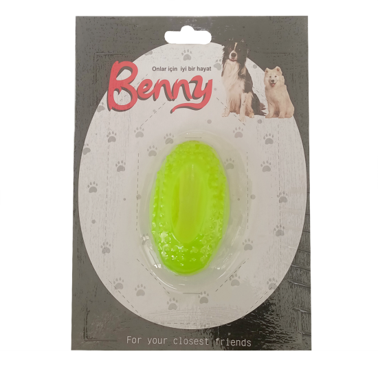 Benny Köpek Oyuncağı Sert Elips Top 8 x 4.5 cm Neon Yeşil