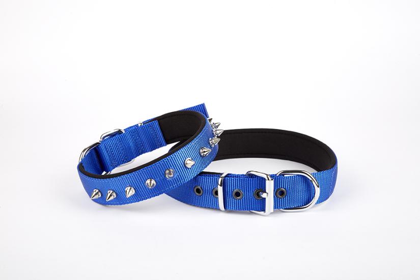 Doggie Çivi Desenli Köpek Tasması 2,5*60 cm Mavi