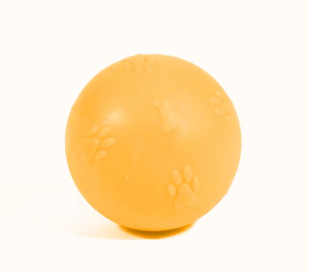Kardelen Termoplastik Pati Desenli Sert Köpek Oyun Topu 7 cm Sarı