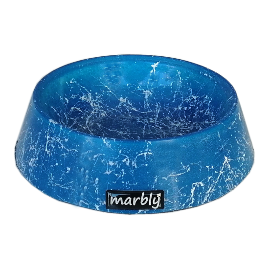 Marbly Mavi Dalgalı Mermerit Kedi Köpek Mama Su Kabı 235 ml