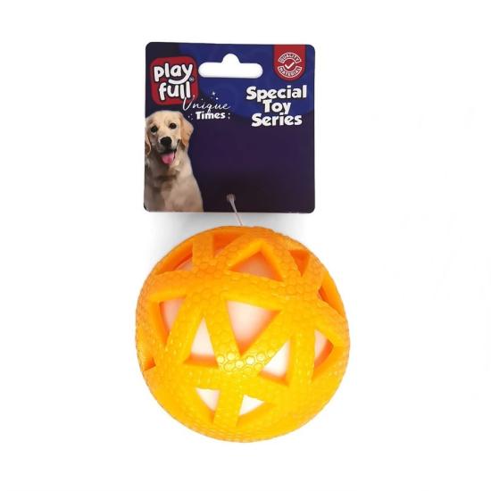 Playfull Işıklı Üçgen Desenli Plastik Top Köpek Oyuncağı 7,5 Cm Sarı
