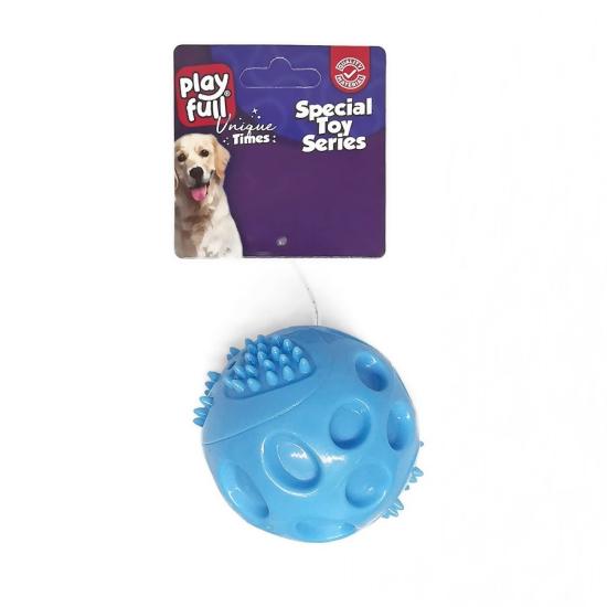 Playfull Plastik Renkli Sesli Top Köpek Oyuncağı 6 Cm Mavi