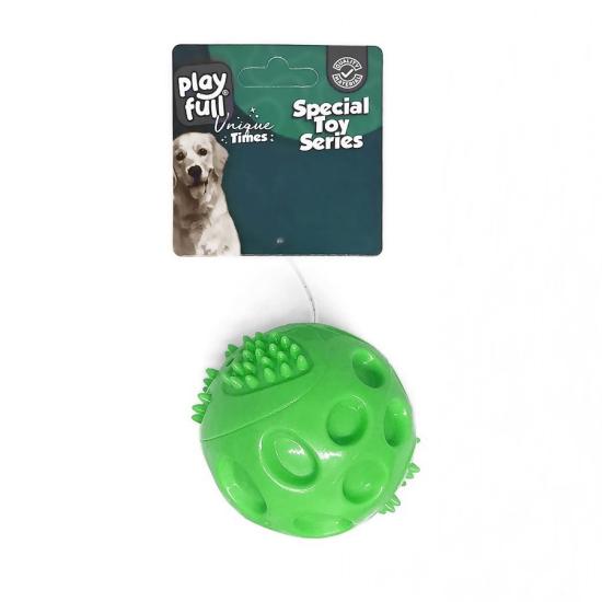 Playfull Plastik Renkli Sesli Top Köpek Oyuncağı 6 Cm Yeşil
