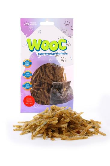 Wooc Chicken&seaweed Mini Strips Doğal Et Kedi Ödül Maması 40gr