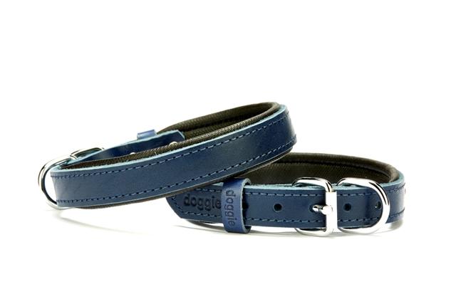 Doggie El Yapımı Konforlu Deri Köpek Tasması 2x30-35 cm Mavi