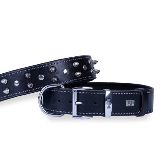 Doggie Çivili Deri Köpek Boyun Tasması 4x57-65 cm Siyah