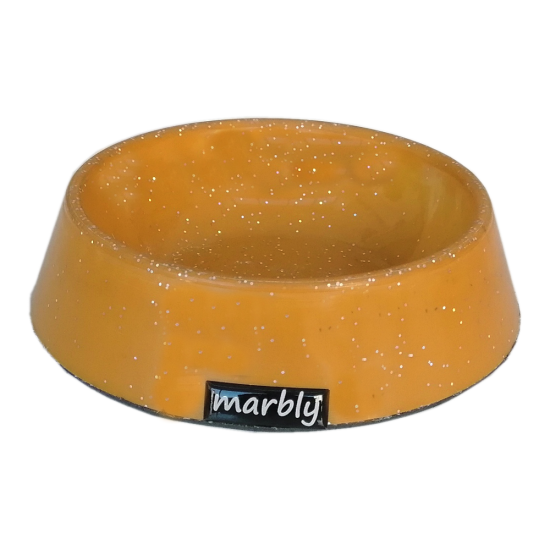 Marbly Sarı Galaxy Mermerit Kedi Köpek Mama Su Kabı 235 ml