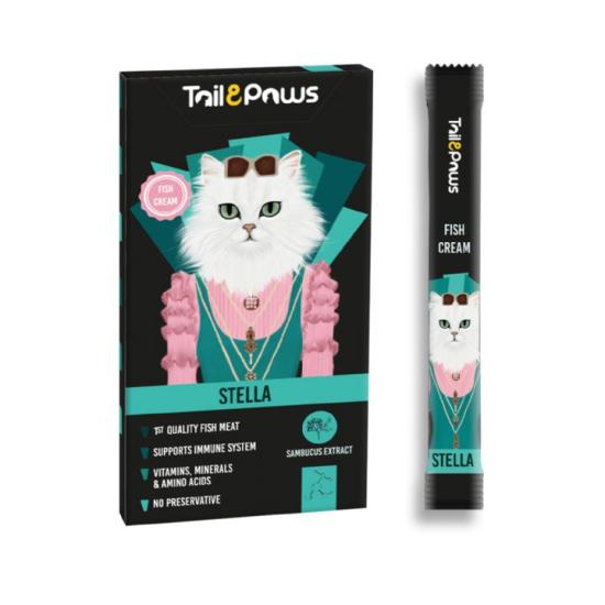 Tail & Paws STELLA Somonlu ve Multivitaminli Şekersiz Krema Kedi Ödül Maması 15gr (5’li)