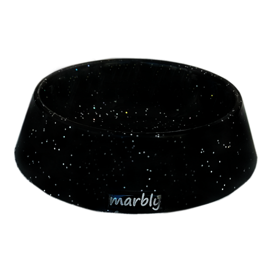 Marbly Siyah Galaxy Mermerit Kedi Köpek Mama Su Kabı 235 ml