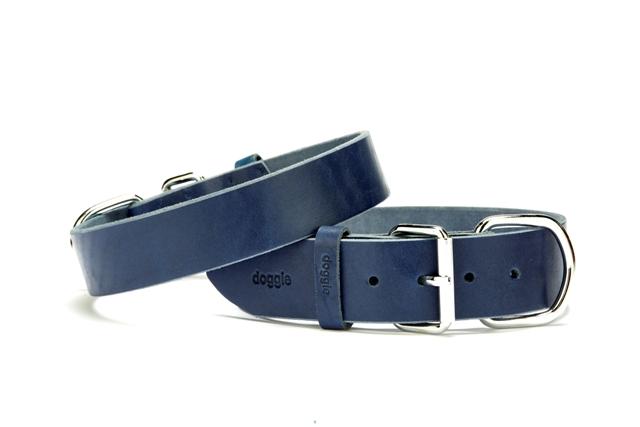 Doggie Deri El Yapımı Köpek Boyun Tasması 3,5x47-55 cm Mavi